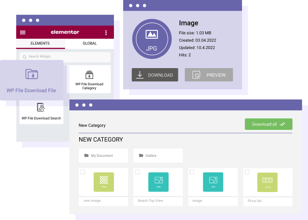 Load a single downloadable file in Elementor